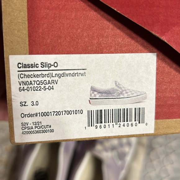 Vans kids slip on lavender purple and white check - Picture 6 of 6